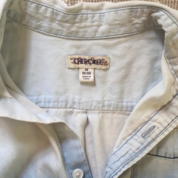 Cherokee Kids Blue and White Ombre Button Down Shirt - Picture 3 of 3